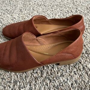 Clarks Pure Belle Dark Tan Leather Flats Sz.8.5 39 1/2